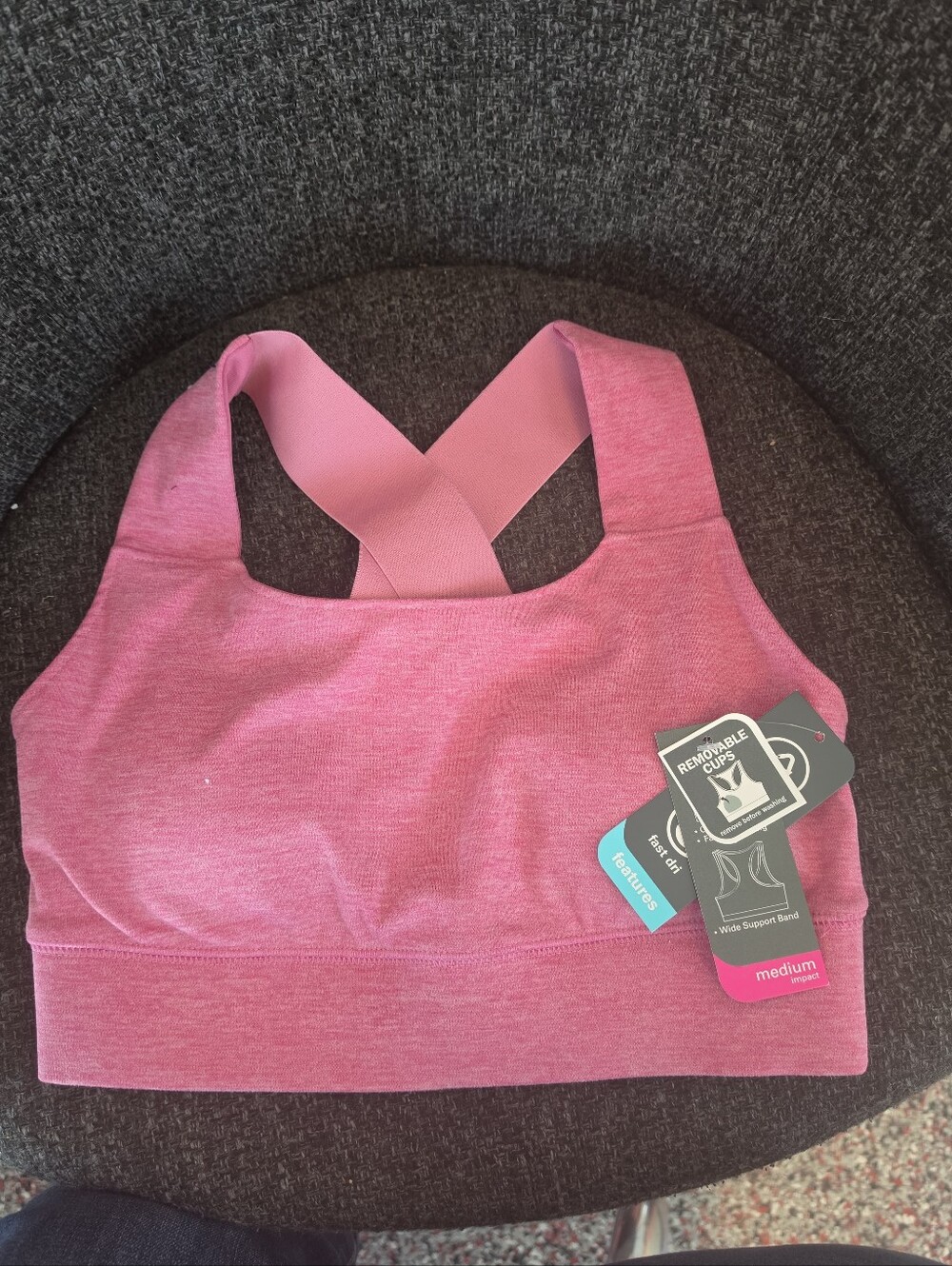 NWT MTA Sport Women's Small Heather Pink Active Bra Compression Fit Fast Dri